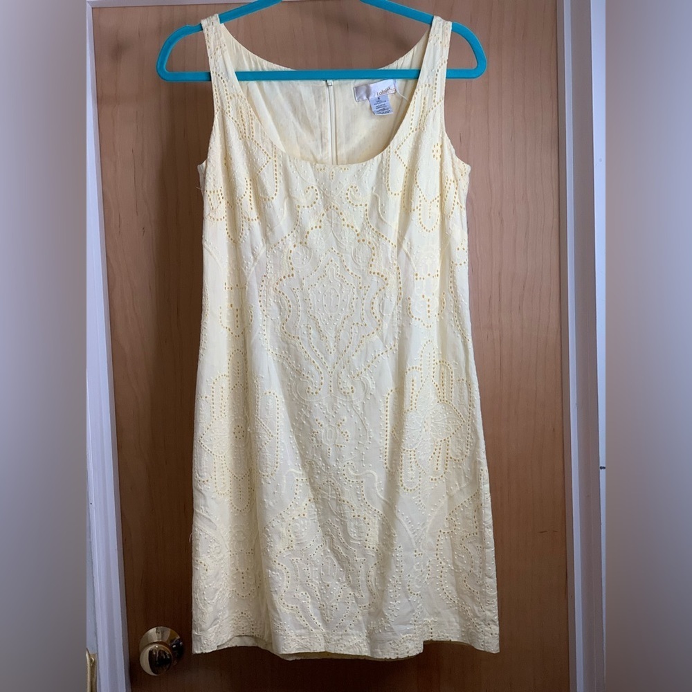 Tabitha Yellow Eyelet Sleeveless Dress. Size-6